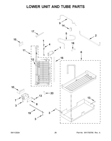 Lower unit and tube parts
