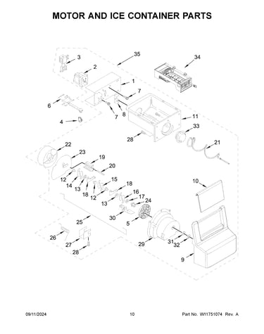 Motor and ice container parts