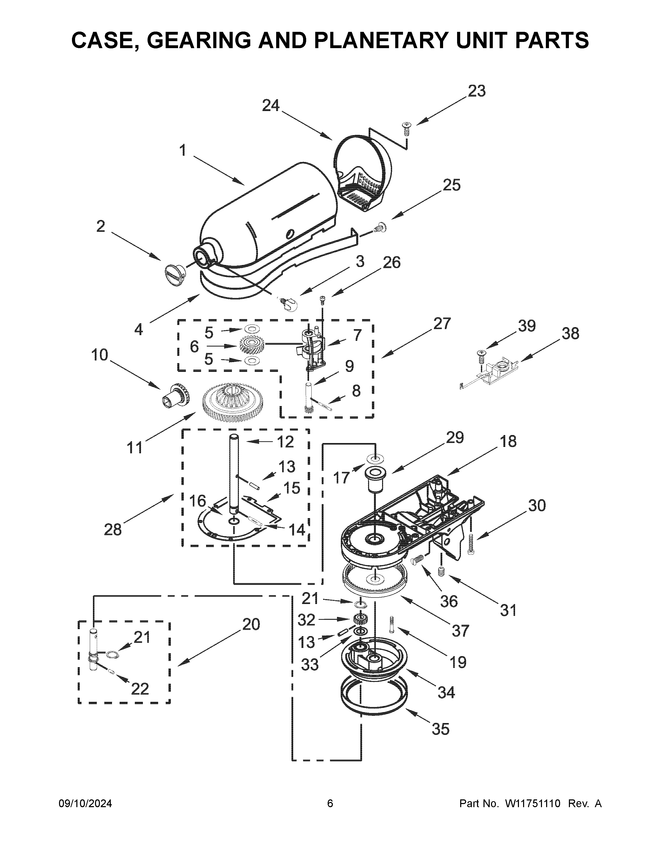 CASE, GEARING AND PLANETARY UNIT PARTS