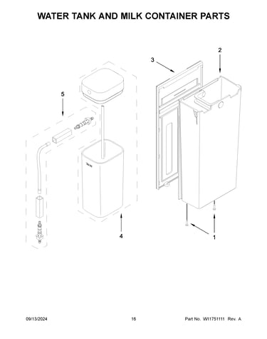 Water tank and milk container parts