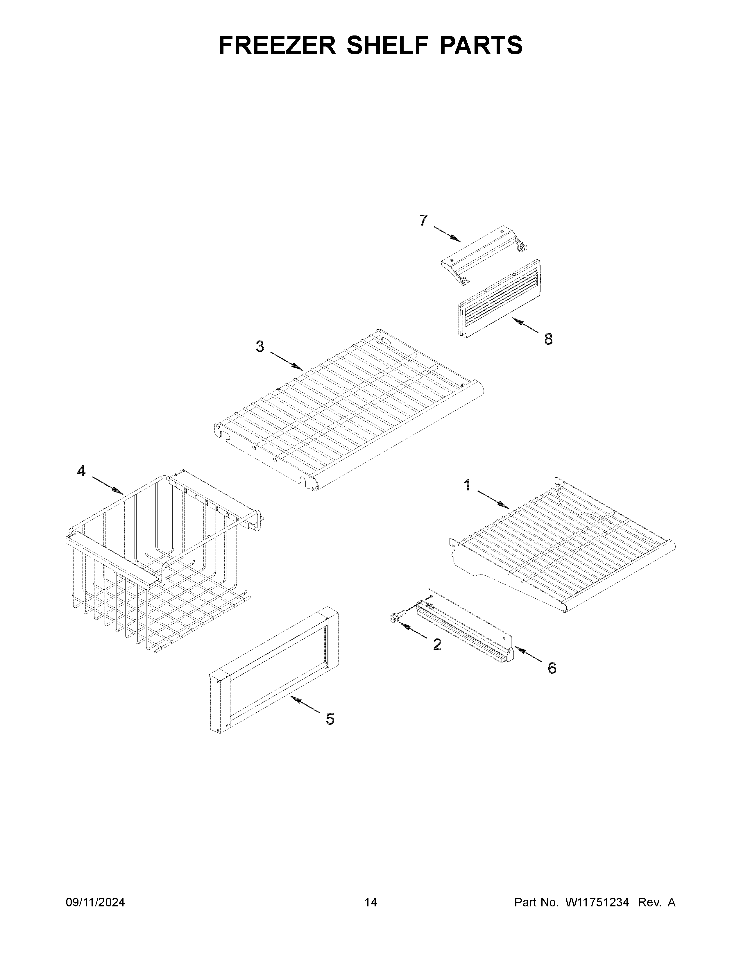 Freezer shelf parts