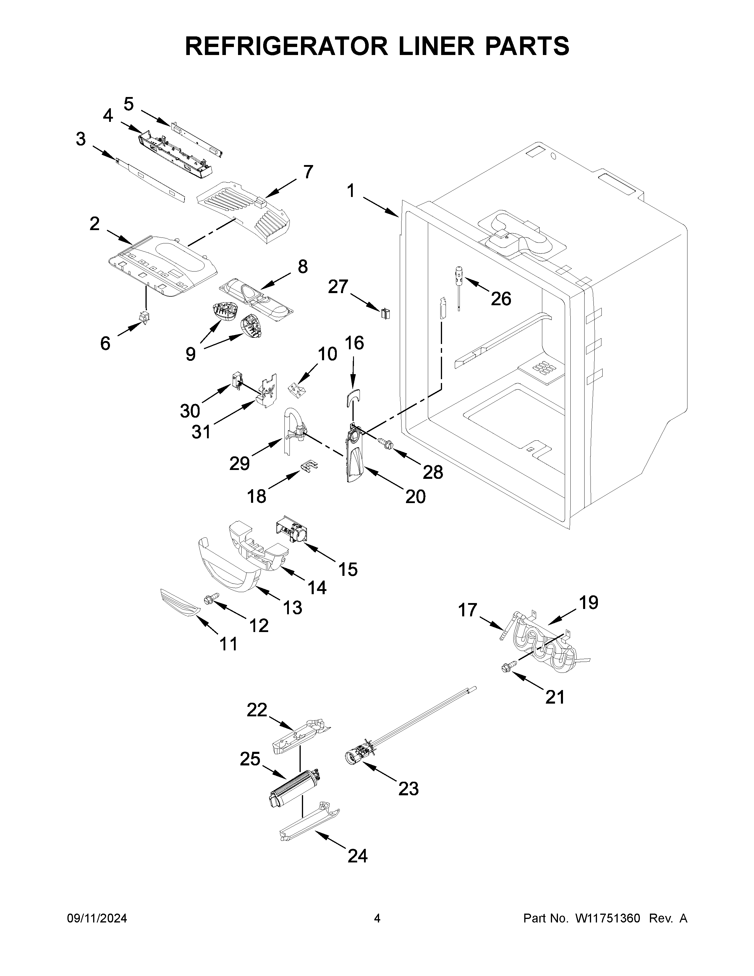 Refrigerator liner parts