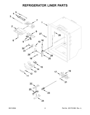 Refrigerator liner parts