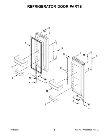 Refrigerator door parts