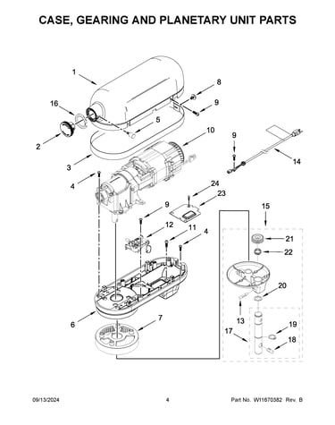 Case, gearing and planetary unit parts
