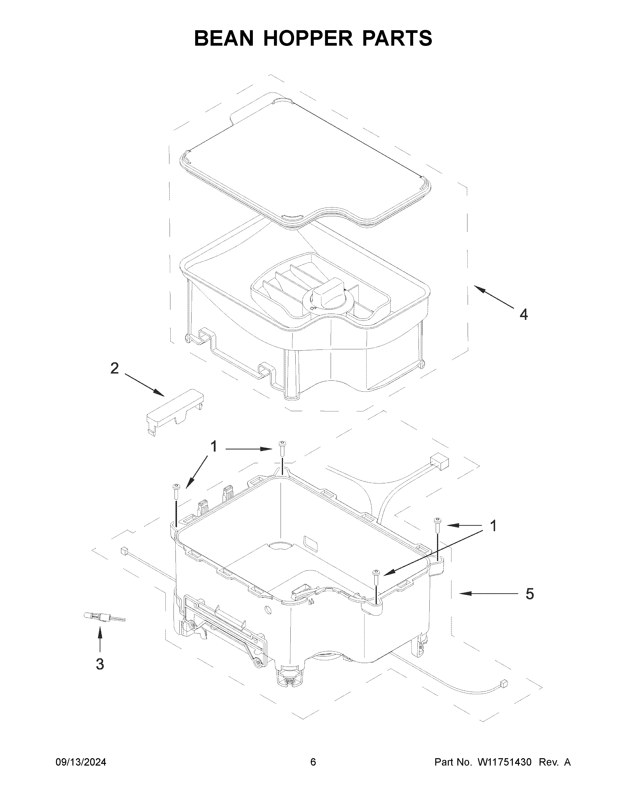 Bean hopper parts
