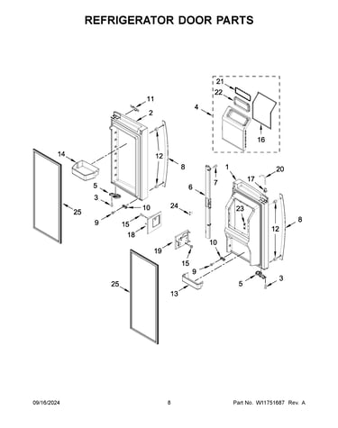 Refrigerator door parts