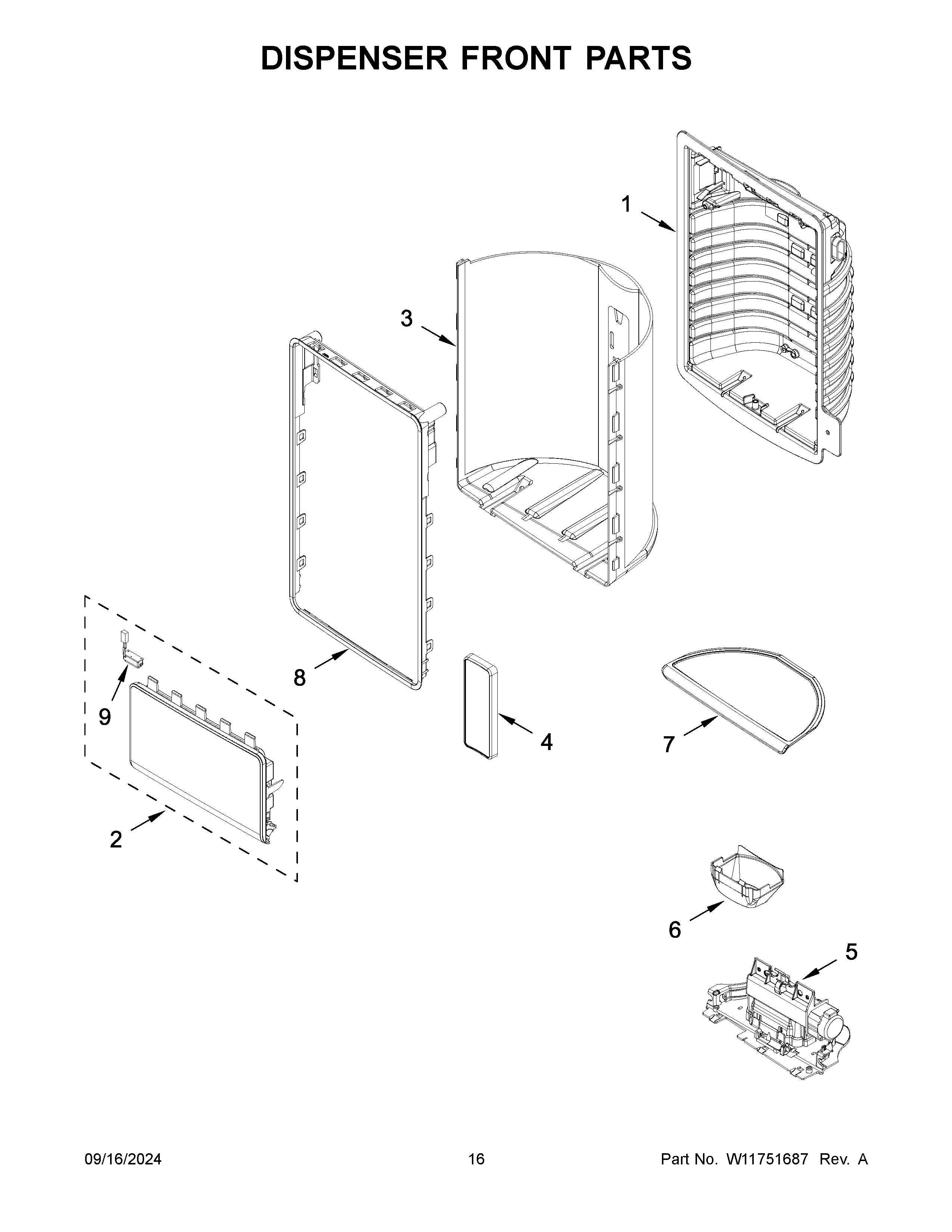 Dispenser front parts