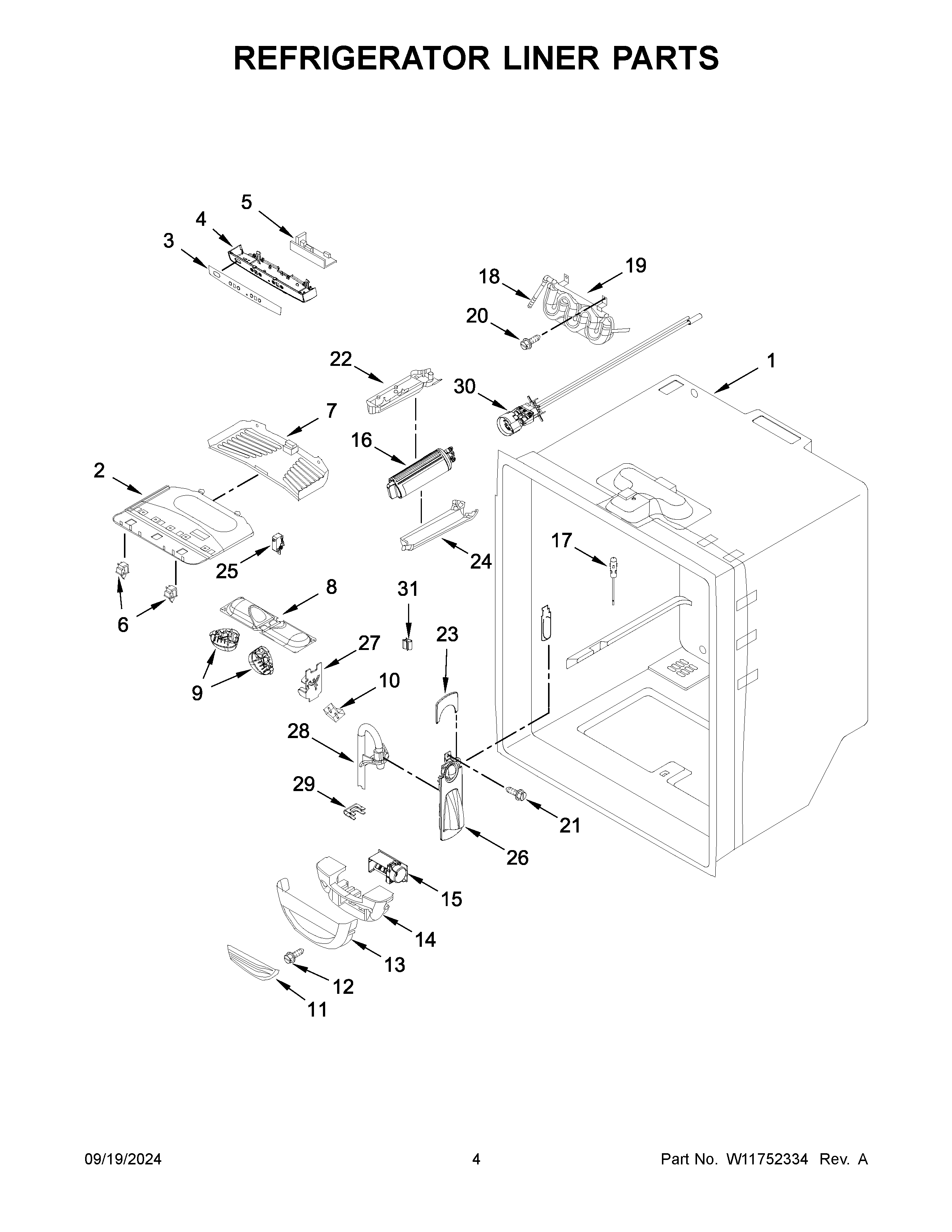 Refrigerator liner parts