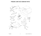 Whirlpool WRFF3036RW00 freezer liner and icemaker parts diagram