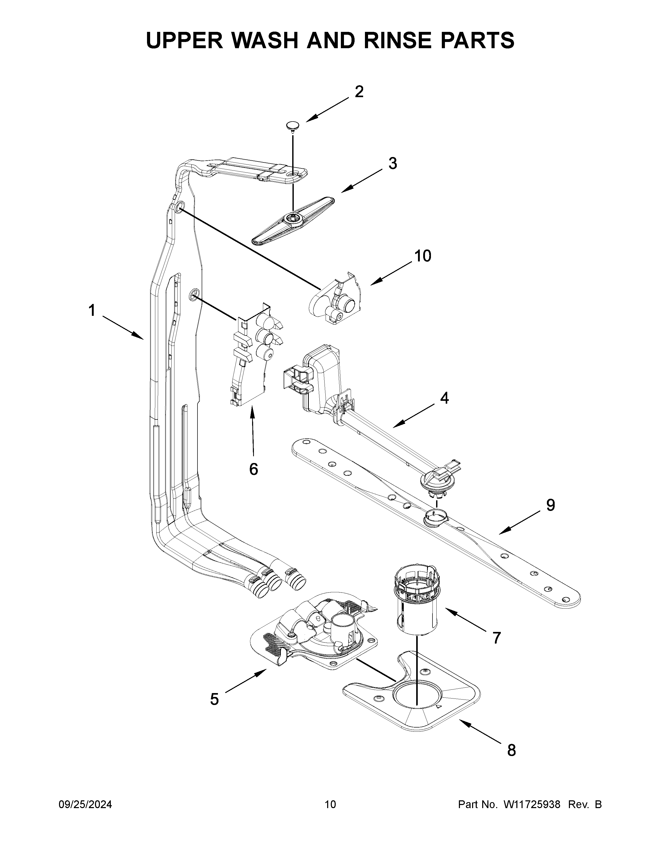 Upper wash and rinse parts