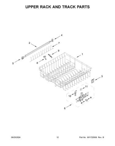 Upper rack and track parts