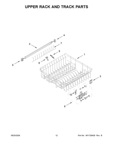 Upper rack and track parts