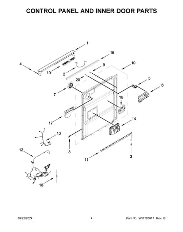 Control panel and inner door parts