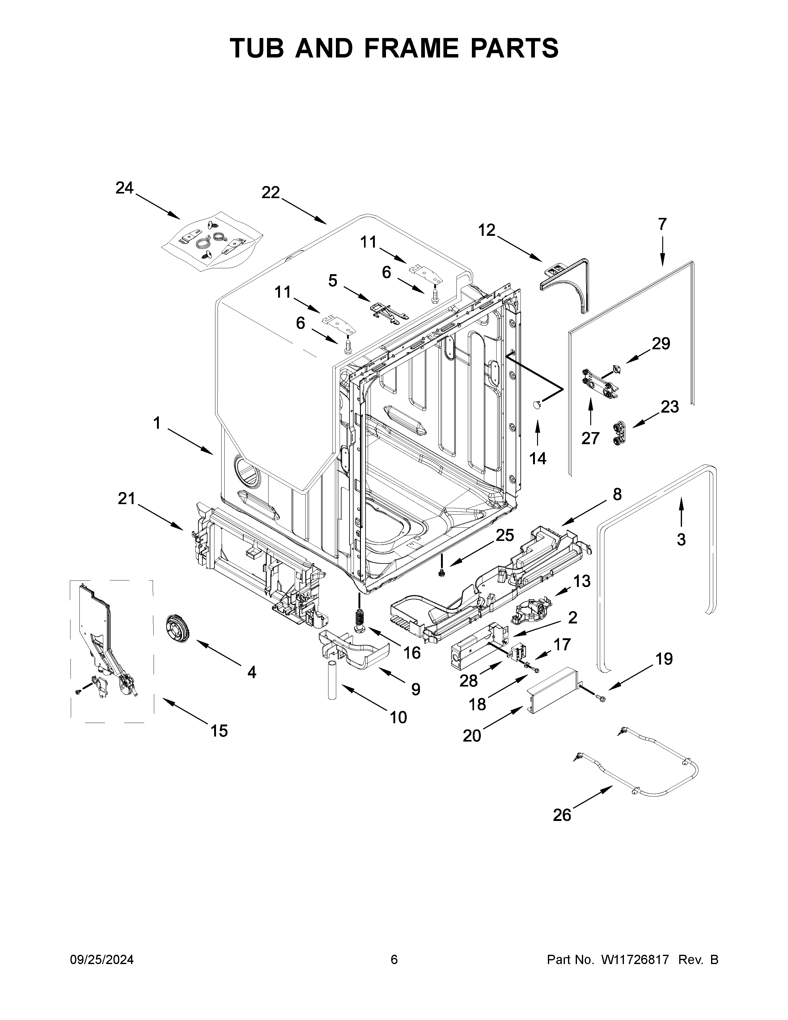 Tub and frame parts