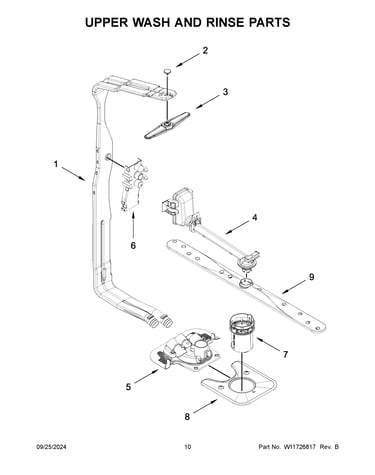 Upper wash and rinse parts