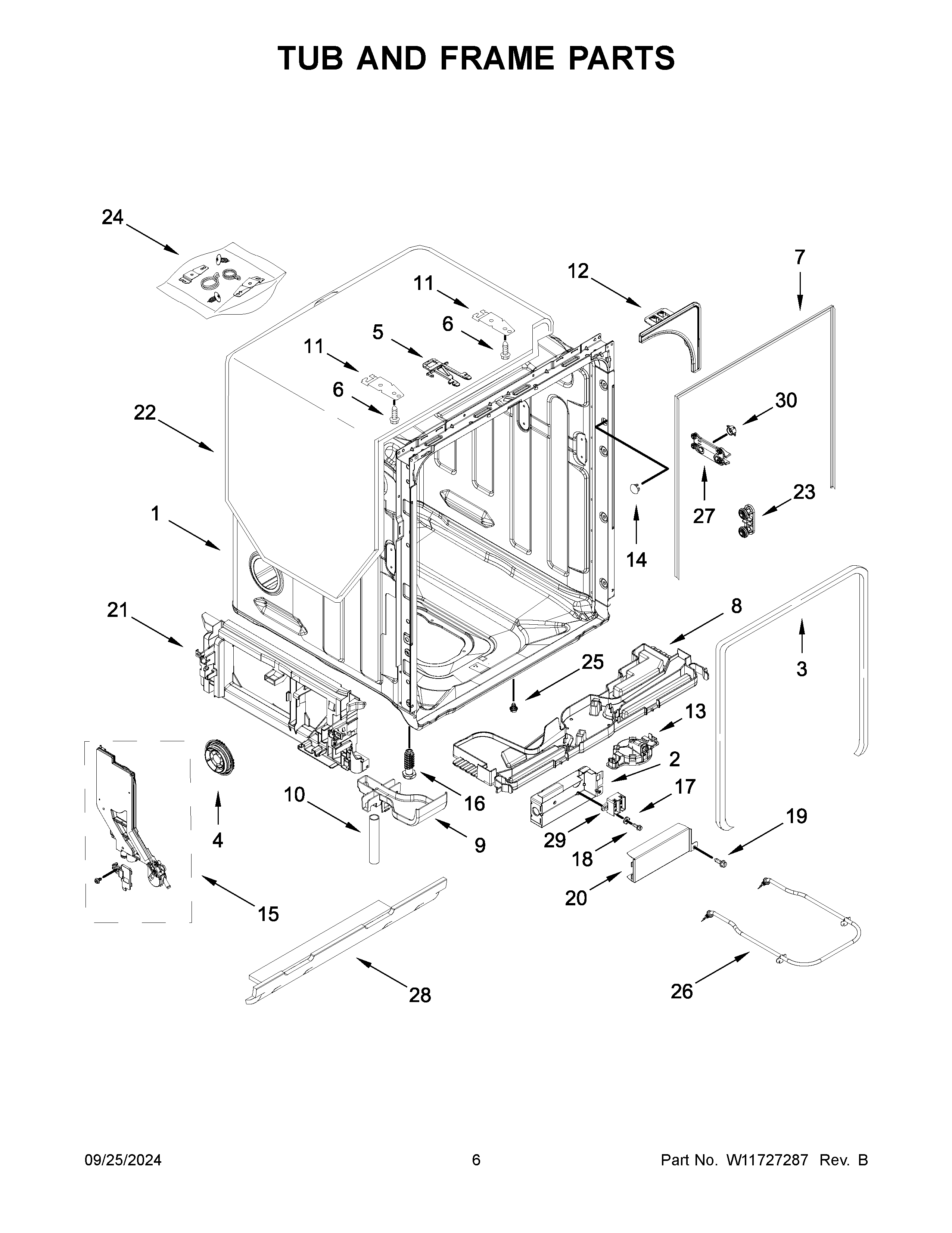 Tub and frame parts