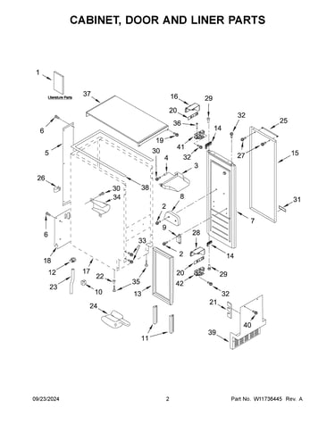 Cabinet, door and liner parts