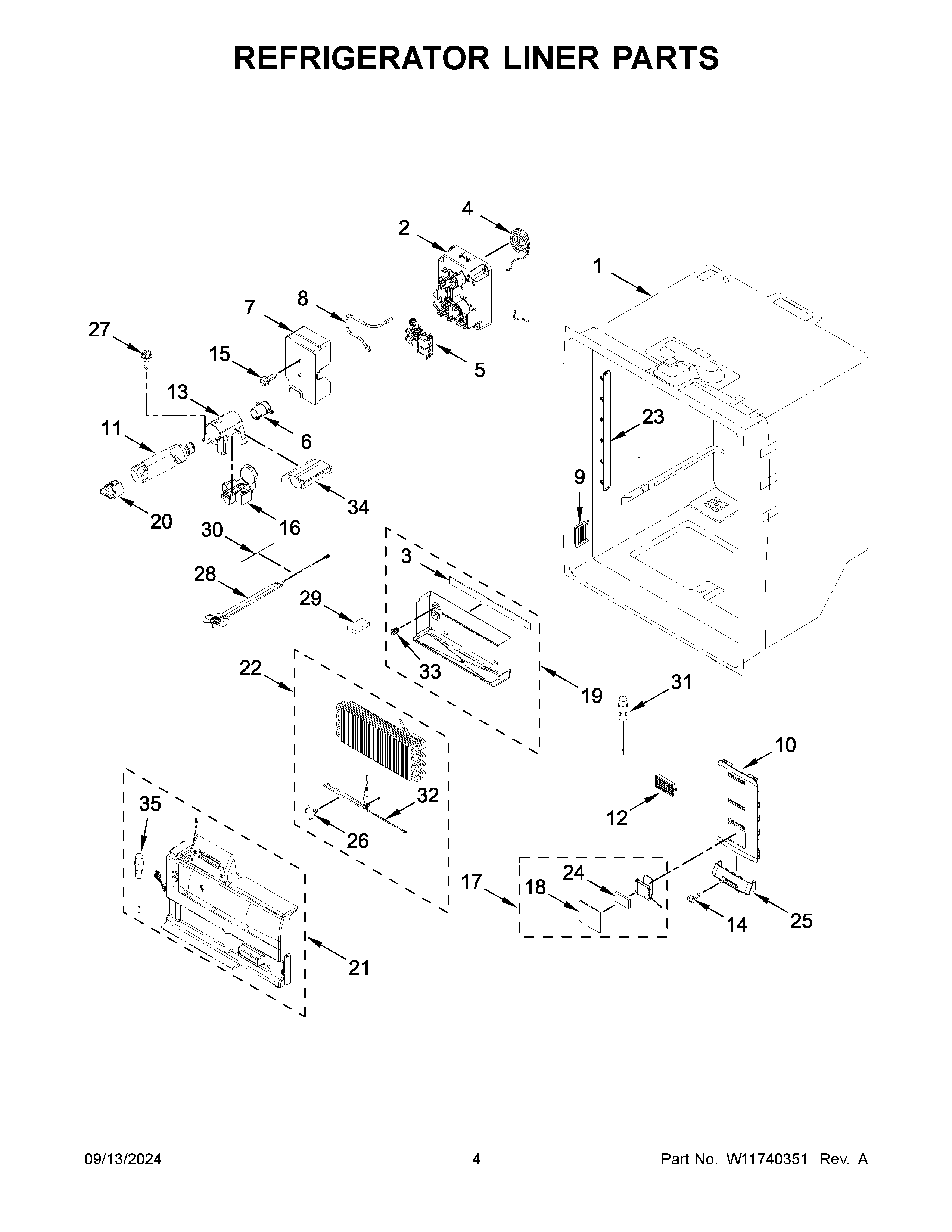 Refrigerator liner parts