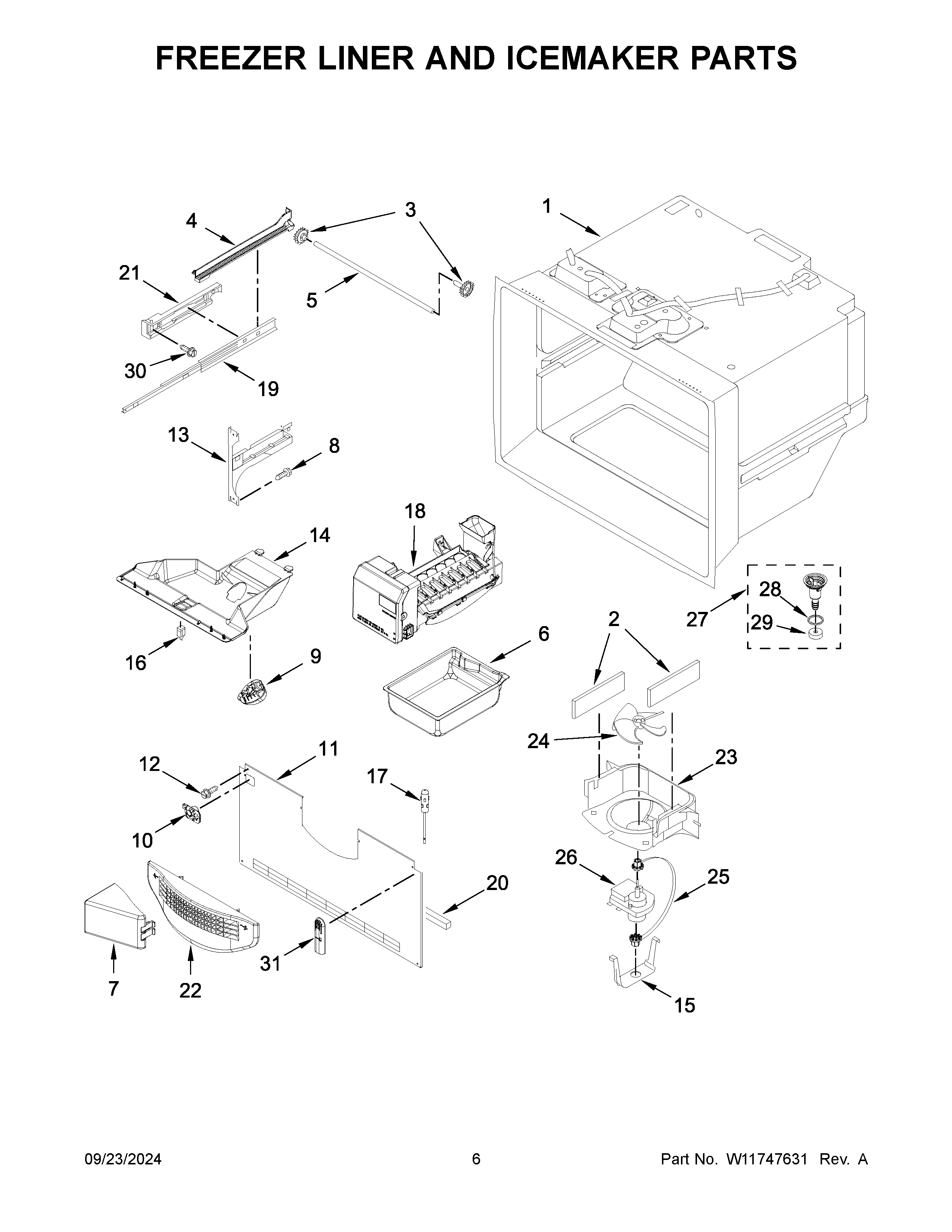 FREEZER LINER AND ICEMAKER PARTS