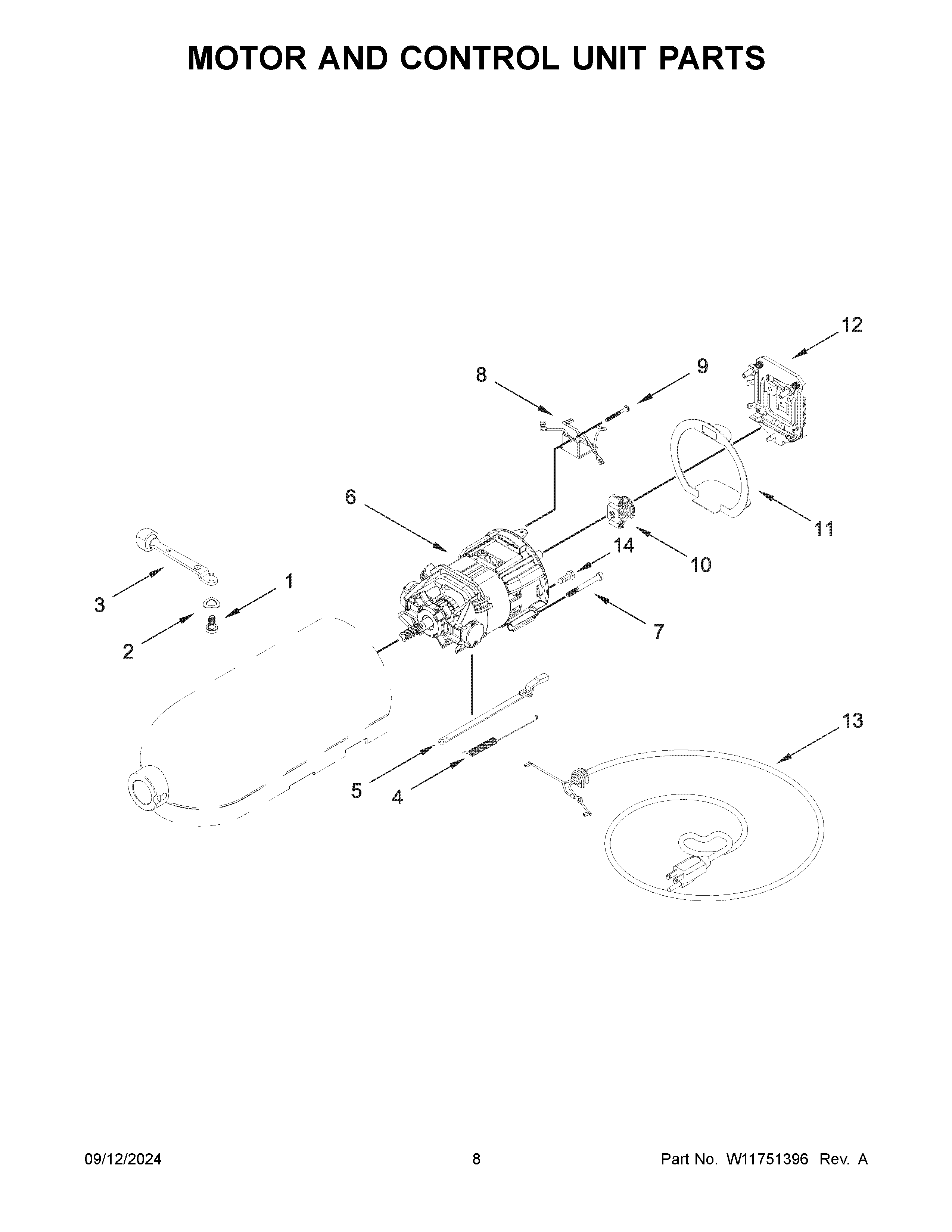 Motor and control unit parts