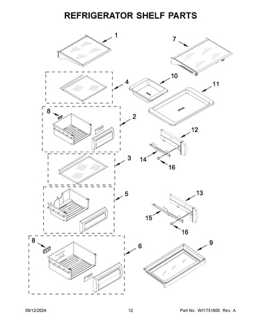Refrigerator shelf parts