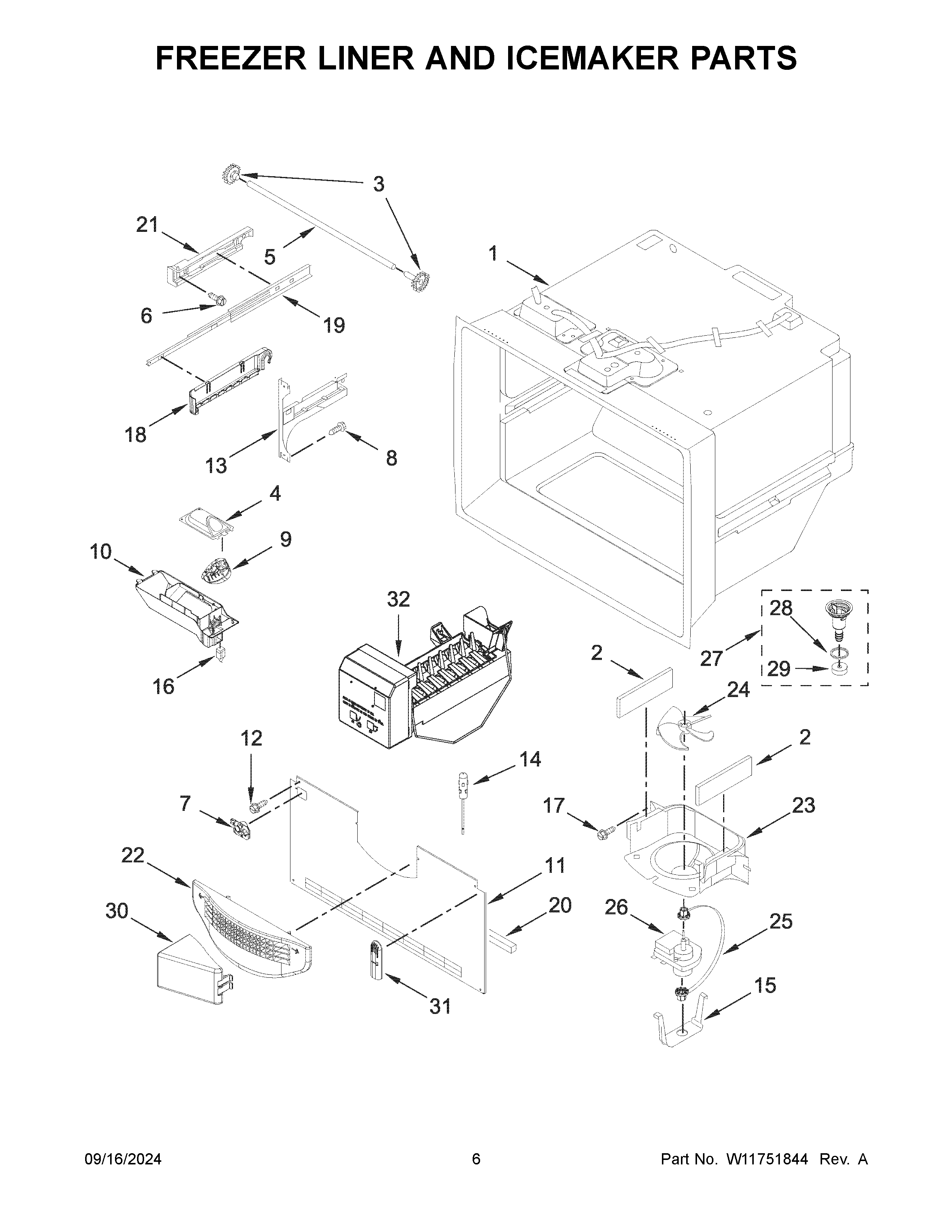 FREEZER LINER AND ICEMAKER PARTS