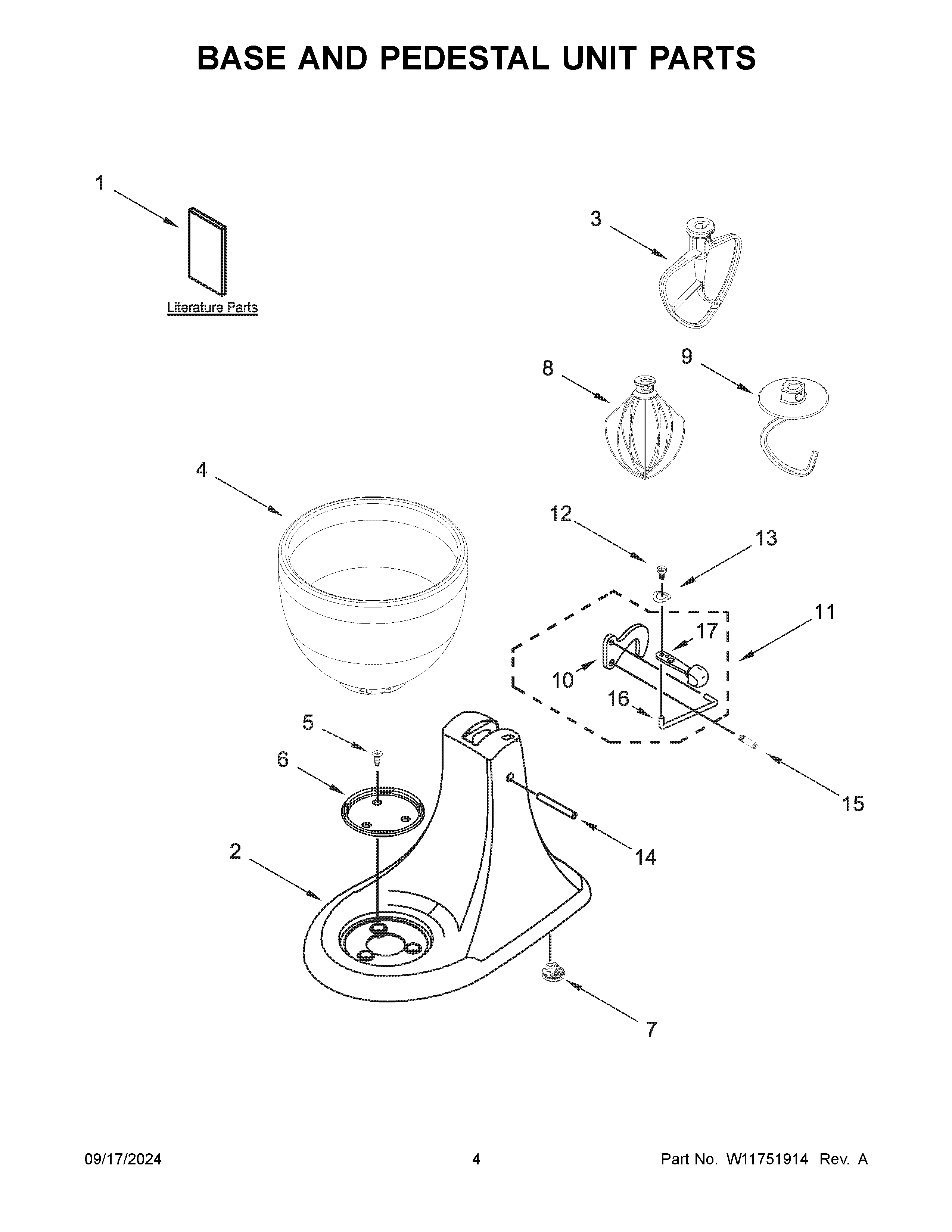 Base and pedestal unit parts