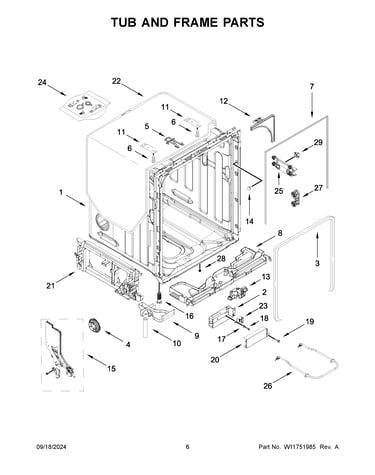 Tub and frame parts