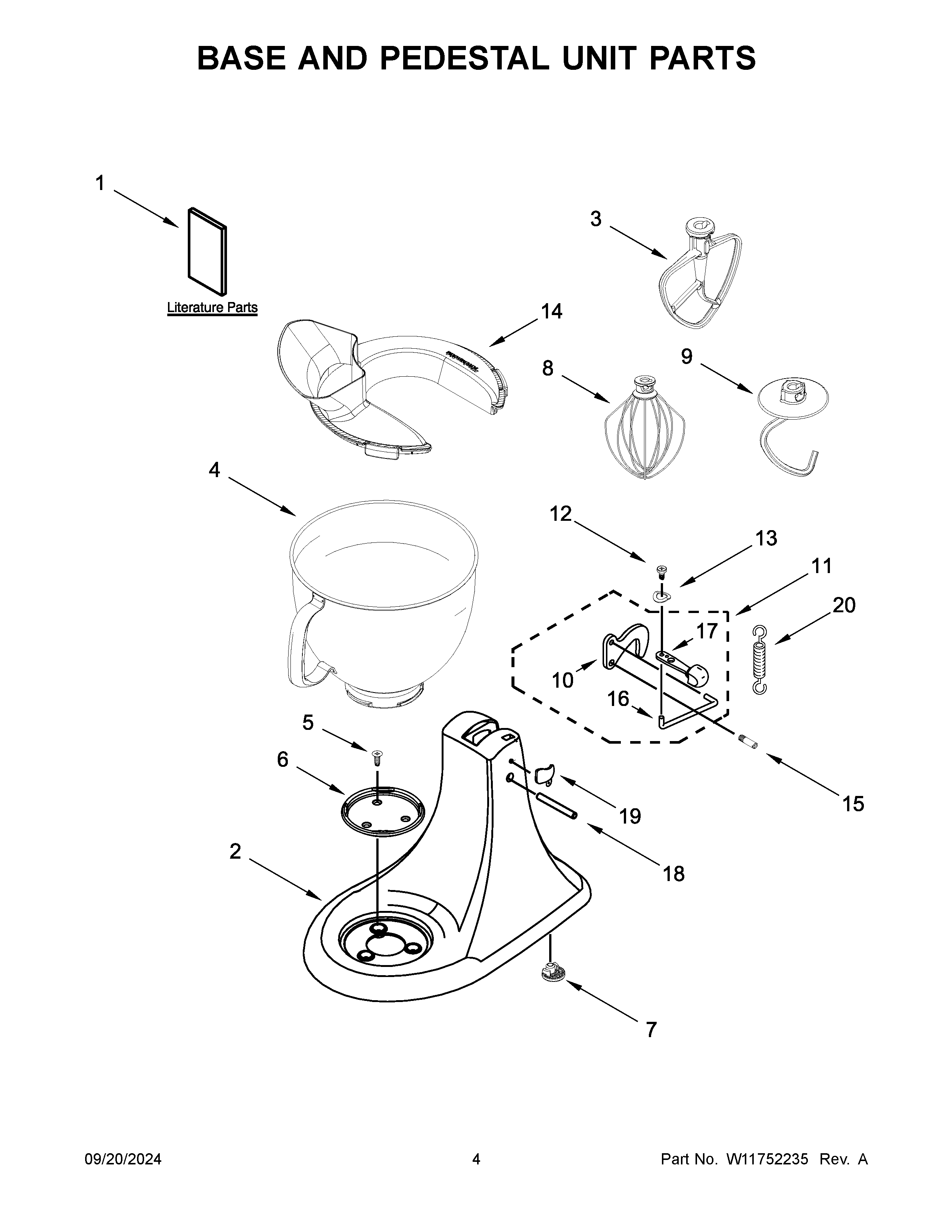 Base and pedestal unit parts