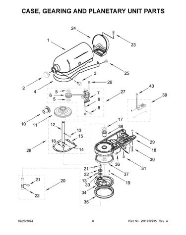Case, gearing and planetary unit parts