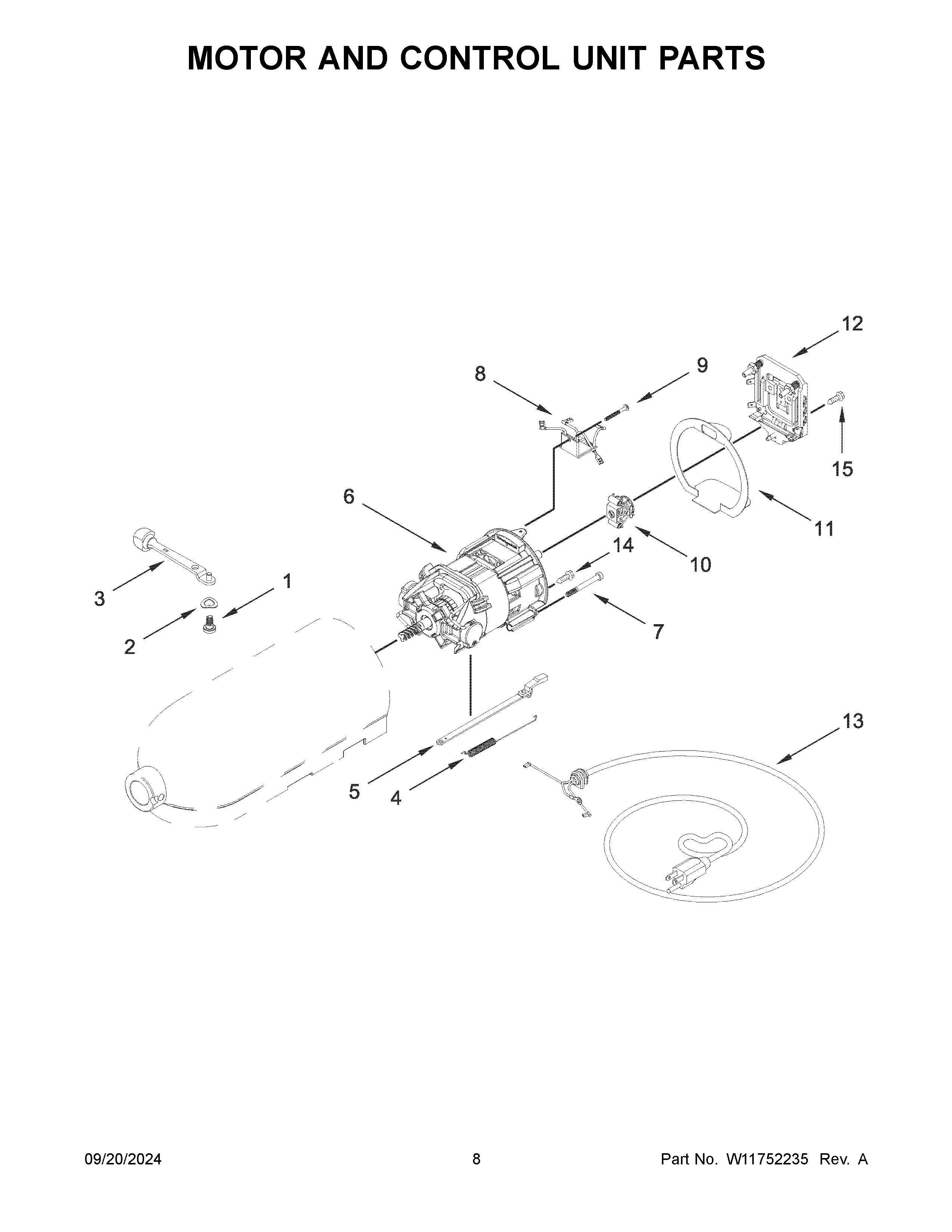 Motor and control unit parts