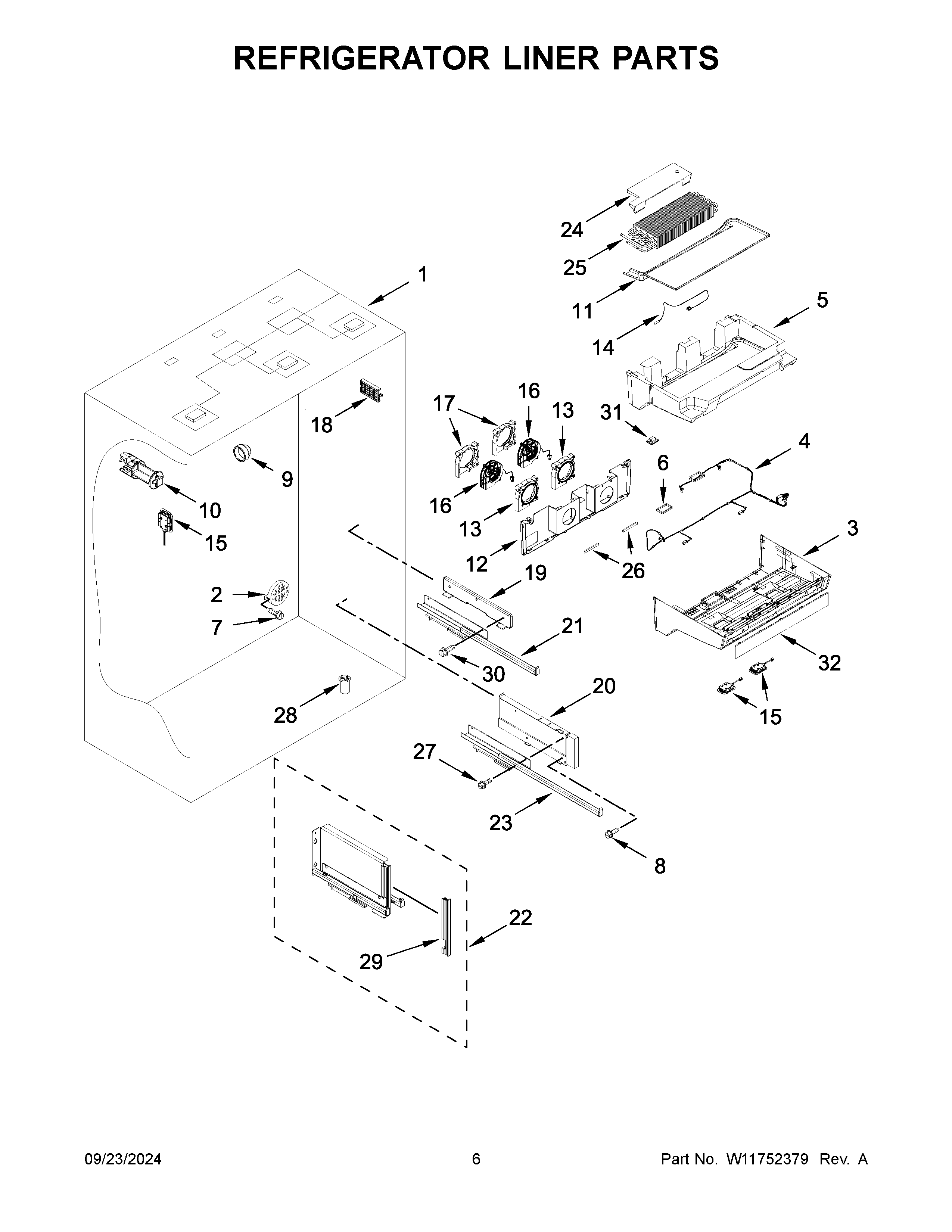 REFRIGERATOR LINER PARTS