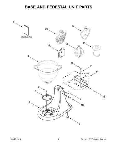 Base and pedestal unit parts