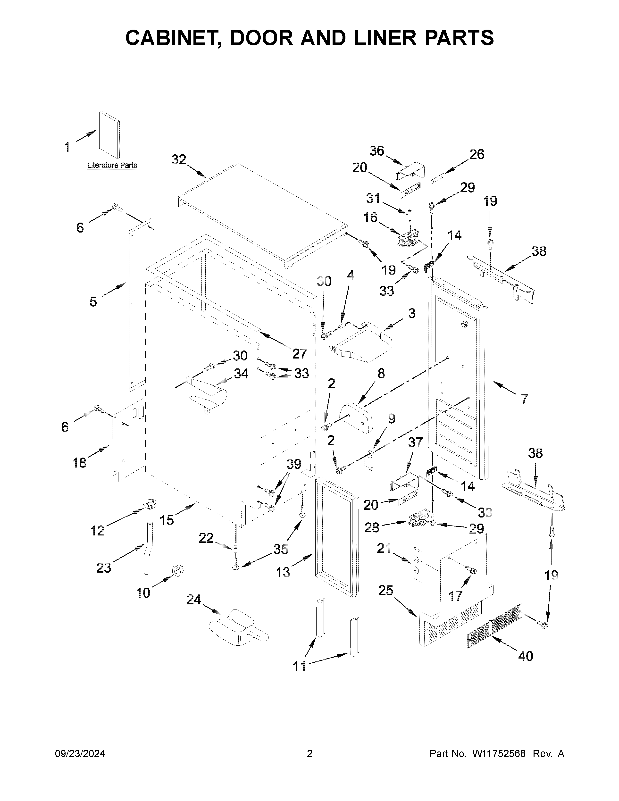 Cabinet, door and liner parts