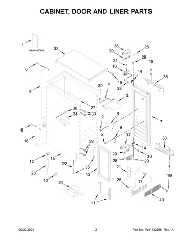 Cabinet, door and liner parts