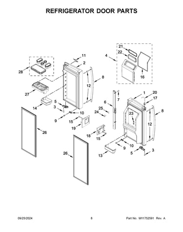 Refrigerator door parts