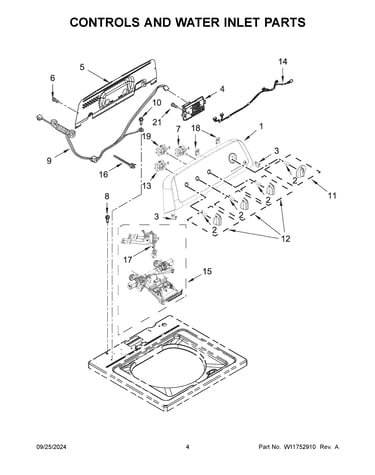 Controls and water inlet parts