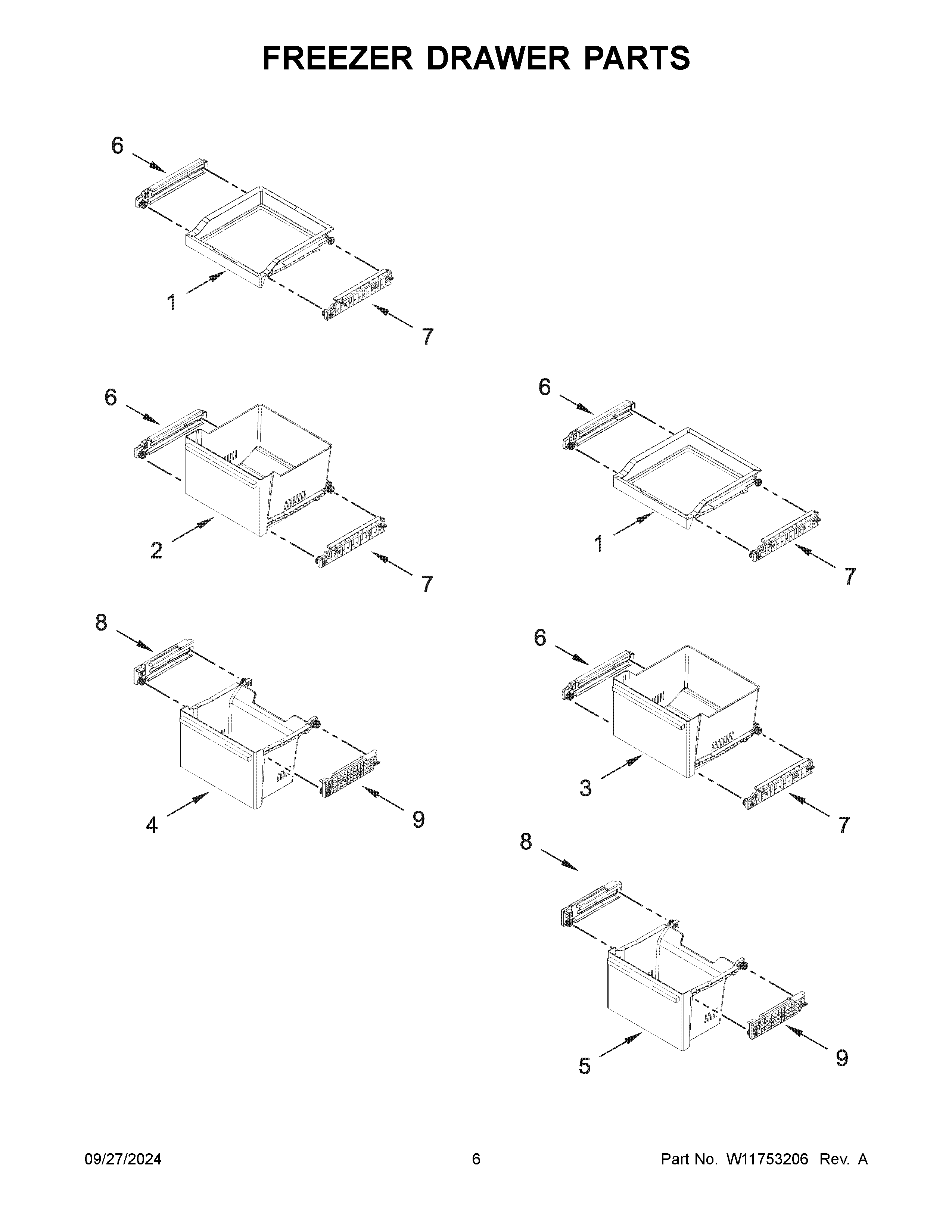Freezer drawer parts