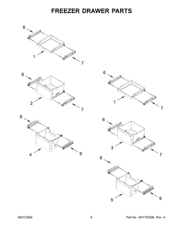 Freezer drawer parts