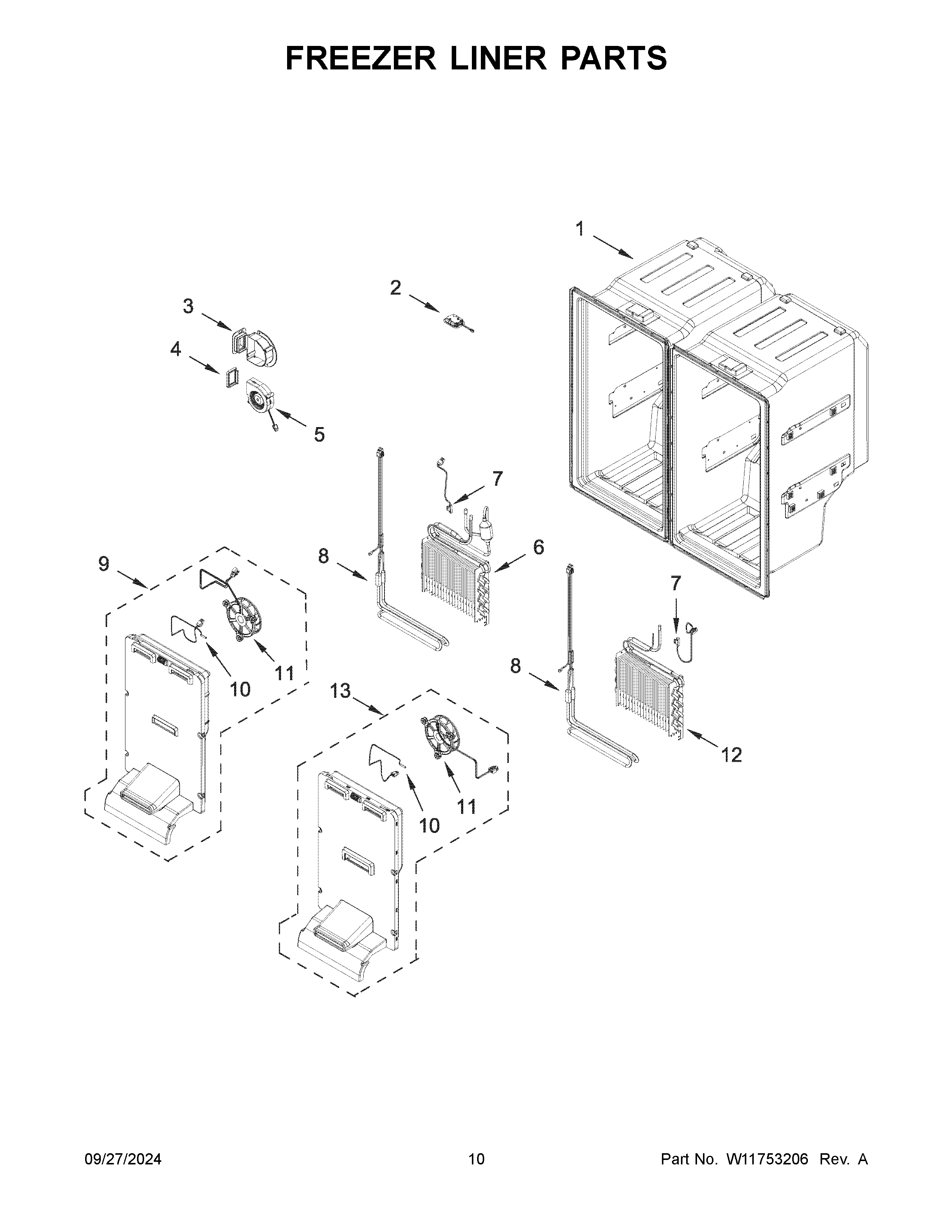 Freezer liner parts