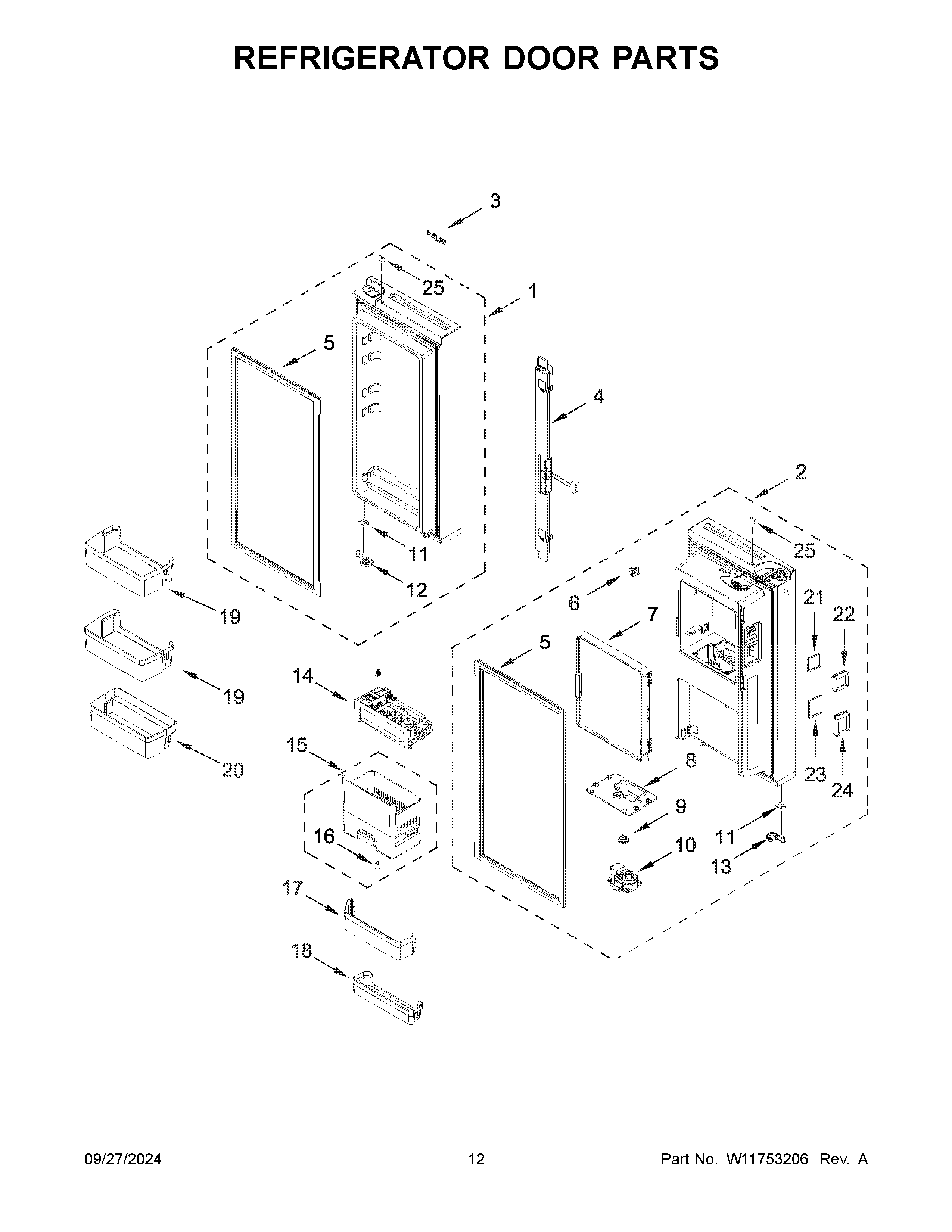 Refrigerator door parts
