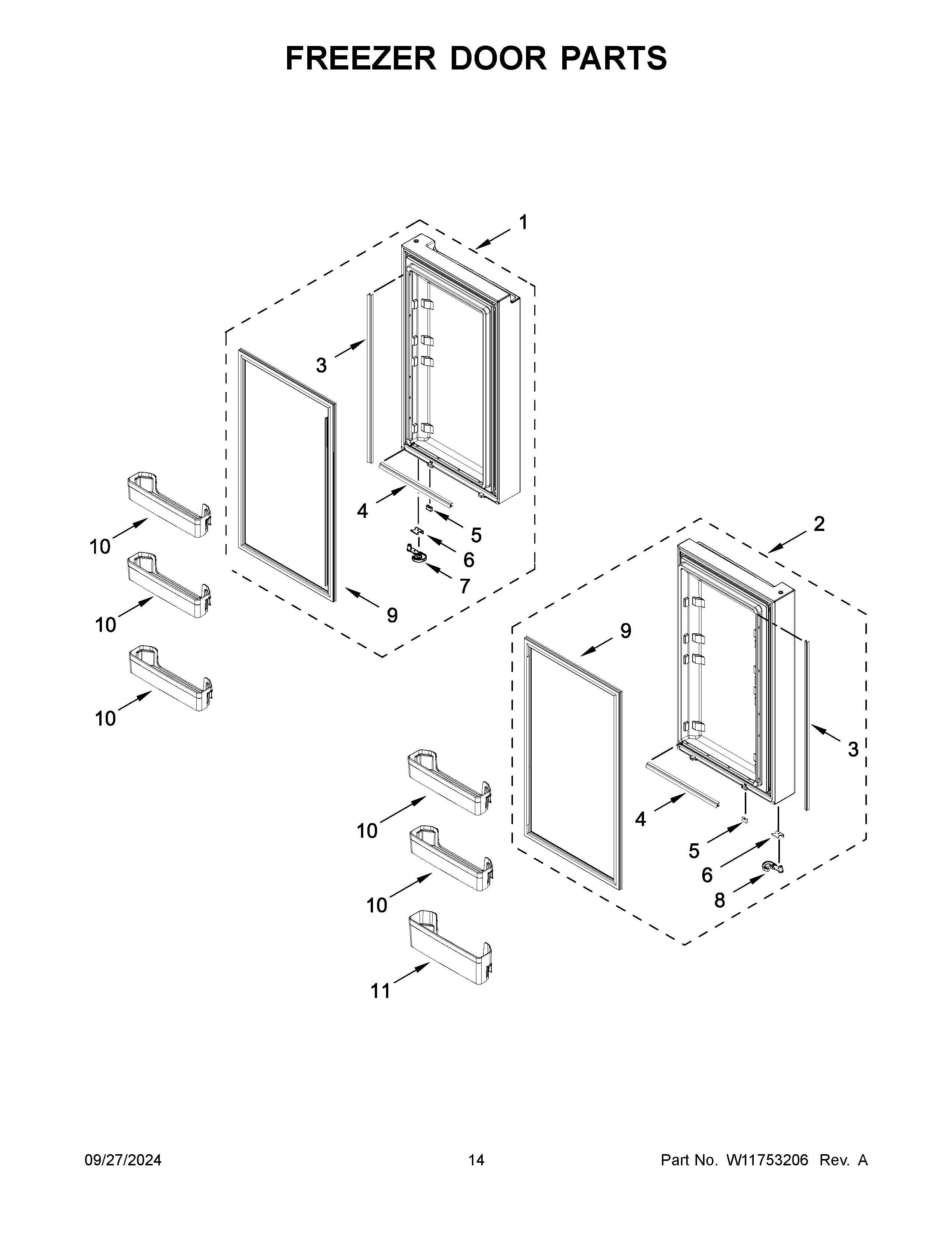 Freezer door parts