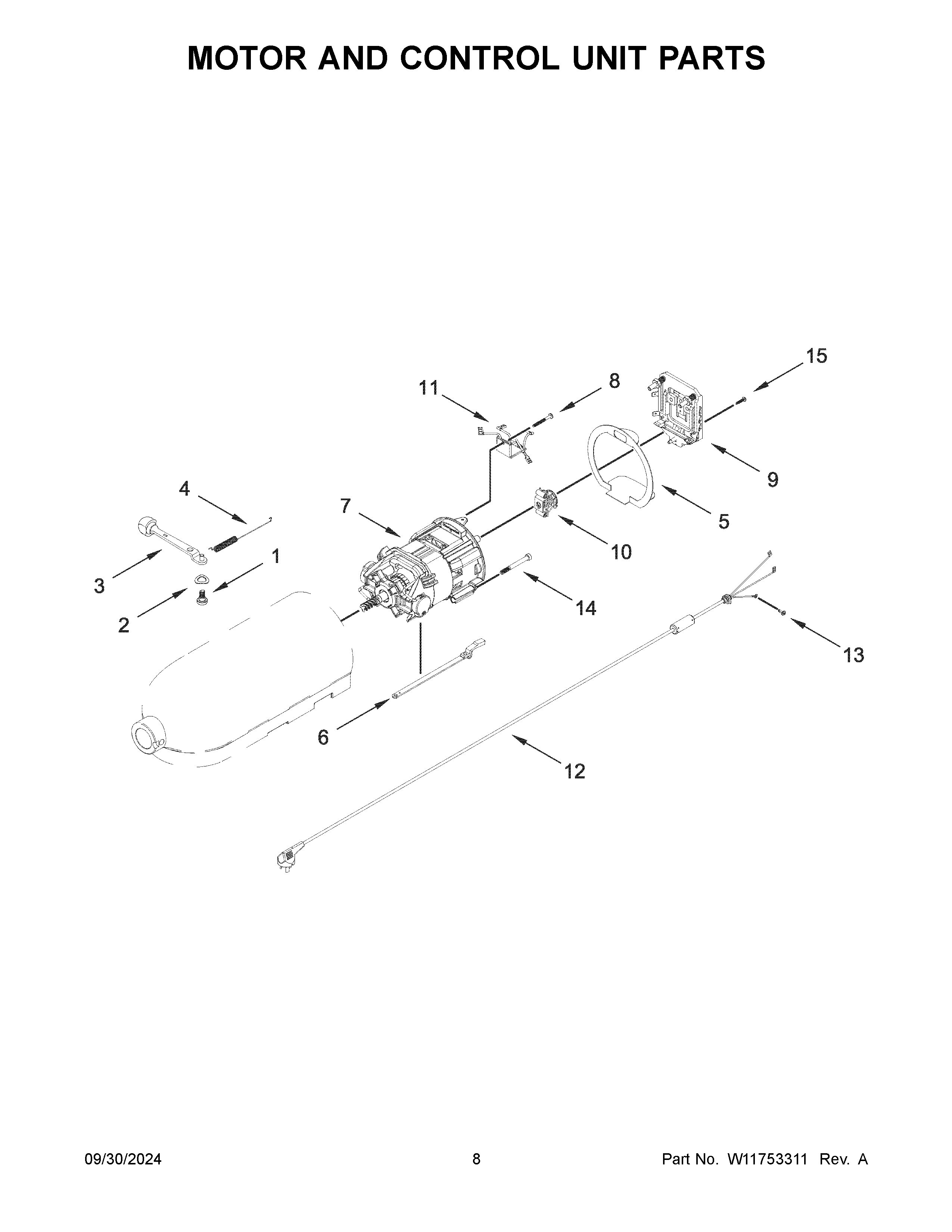 Motor and control unit parts