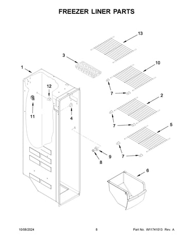 Freezer liner parts