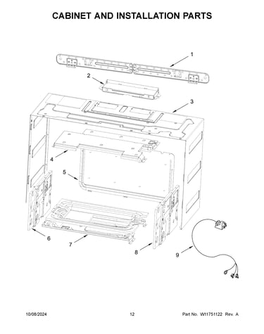 Cabinet and installation parts