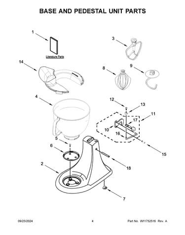 Base and pedestal unit parts