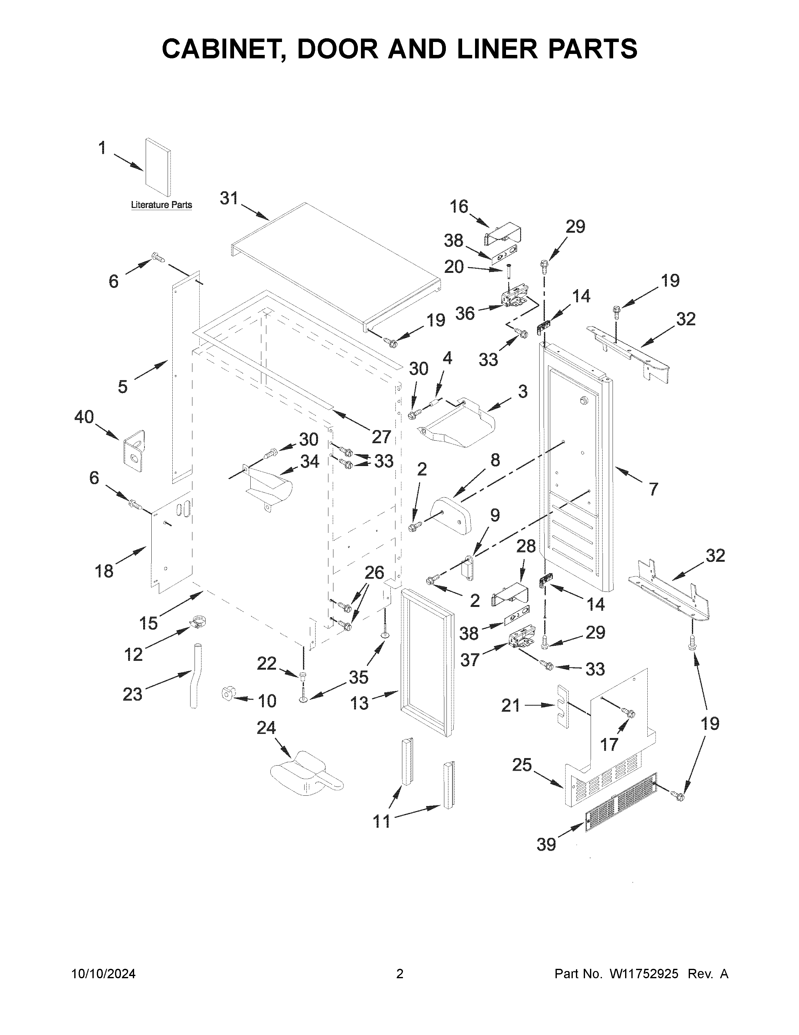 Cabinet, door and liner parts