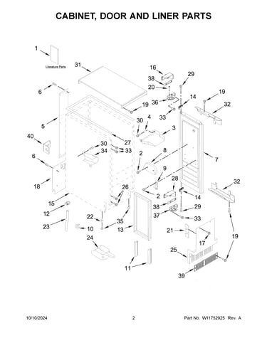 Cabinet, door and liner parts