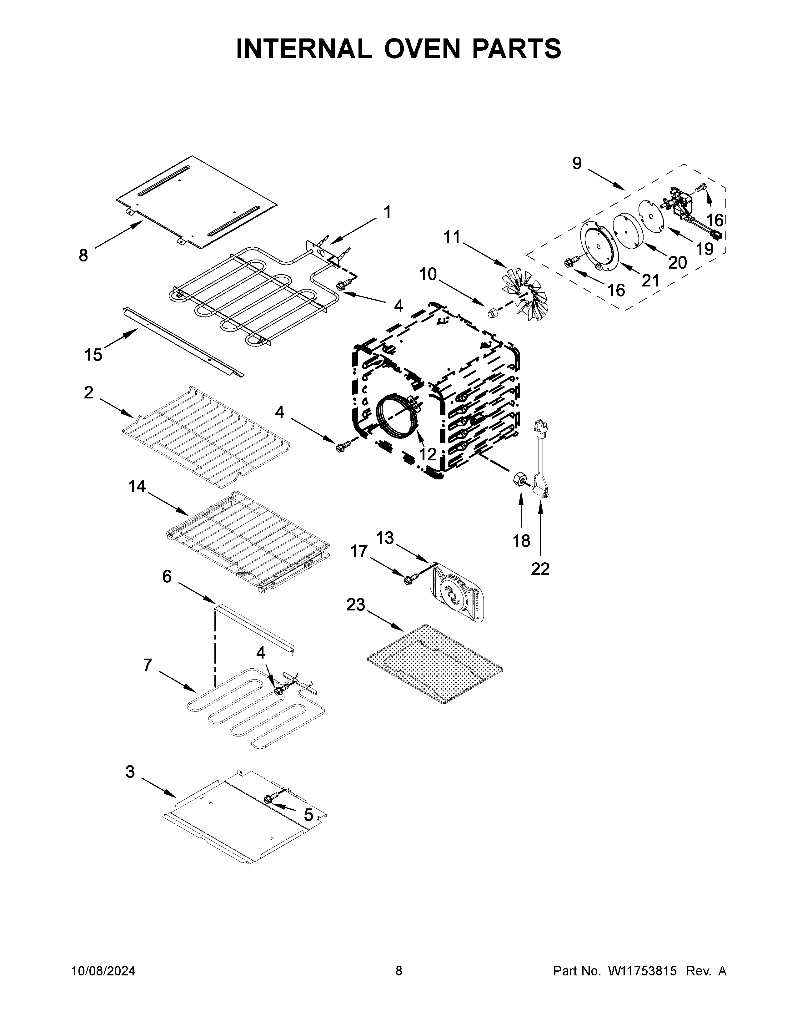 Internal oven parts
